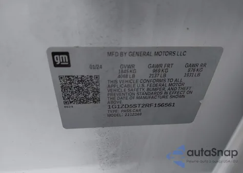 2024 Chevrolet Malibu Fwd 1Lt from USA, damaged, VIN 1G1ZD5ST2RF156561